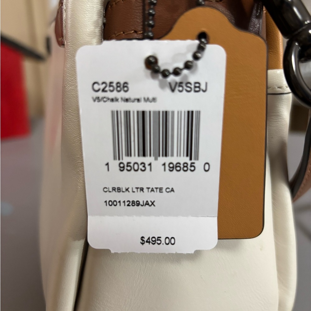 Coach Chalk and Brown Leather Tote